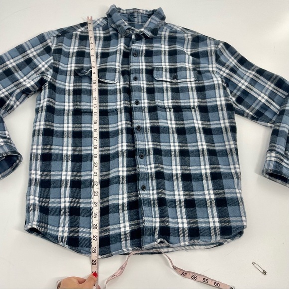 American Eagle Outfitters Men's Large Thick Flannel Shacket Blue Plaid Cabincore - Picture 4 of 11